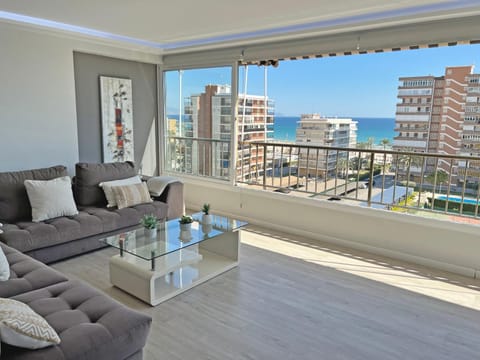Day, Natural landscape, View (from property/room), Balcony/Terrace, Living room, Seating area, Beach, Beach, City view, Sea view