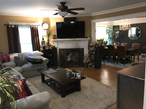 TV and multimedia, Living room, Seating area, Evening entertainment, fireplace, flat iron