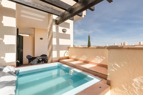 Property building, Living room, Swimming pool