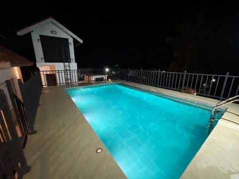 Night, Pool view, Swimming pool