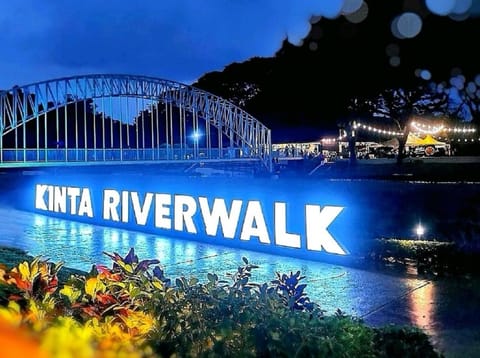 Nearby landmark, Night, Natural landscape, Text overlay, Lake view, River view, Street view