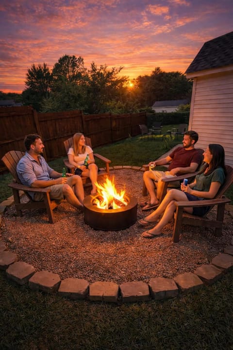 Patio, Garden, Seating area, Sunset