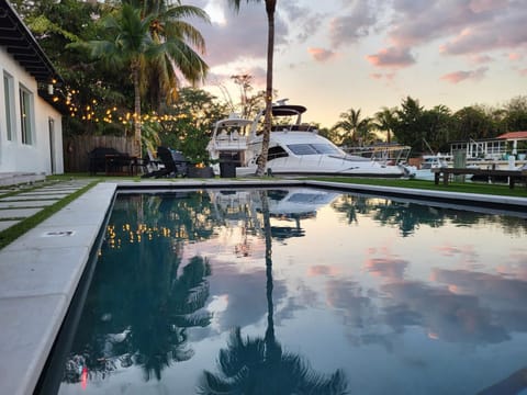 Pool view, Swimming pool, Sunset