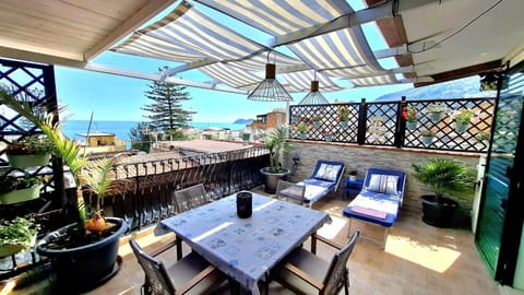 Patio, Day, Natural landscape, View (from property/room), Balcony/Terrace, Living room, Seating area, Dining area, Sea view