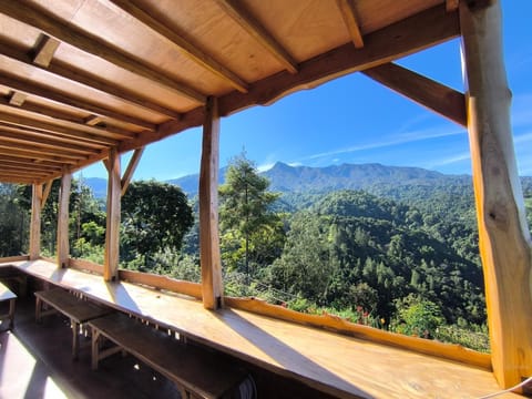 Property building, Restaurant/places to eat, Natural landscape, View (from property/room), Balcony/Terrace, Living room, Mountain view, Breakfast