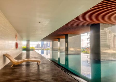 Swimming pool, sunbed