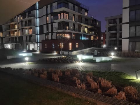 Property building, Night, Garden, Garden view