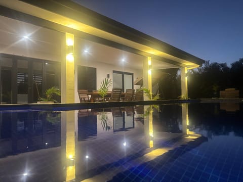 Patio, Night, Pool view, Swimming pool