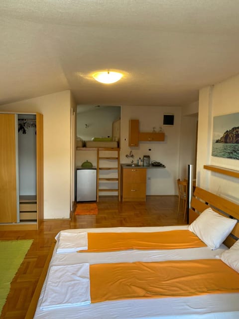 Bed, Kitchen or kitchenette, Photo of the whole room, Bedroom, minibar, wardrobe