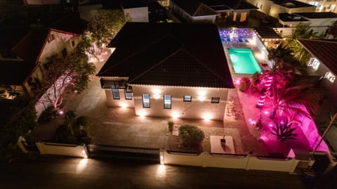 Patio, Night, Pool view, Swimming pool
