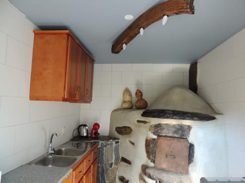 Kitchen or kitchenette, stove