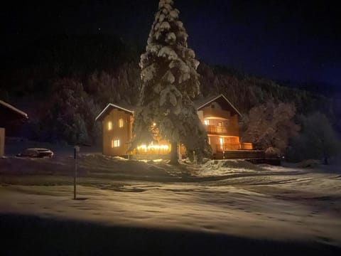 Property building, Night, Winter