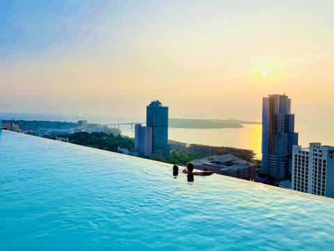 Pool view, Sea view, Swimming pool, Sunset