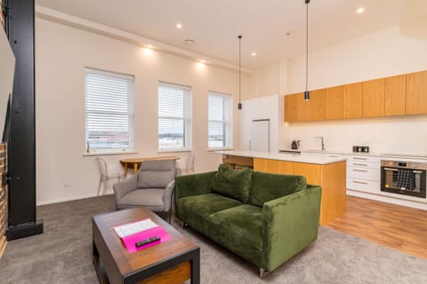 Living room, kitchen