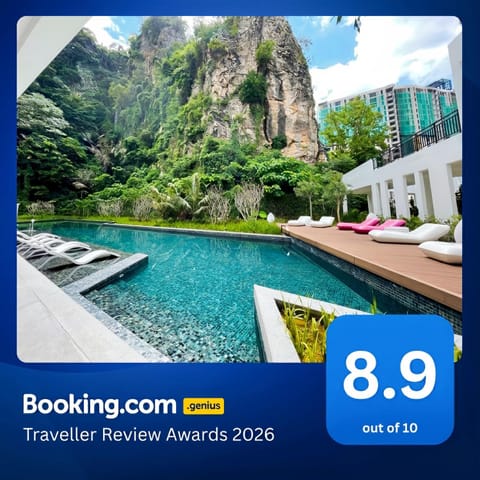 Property logo or sign, Mountain view, Pool view, Swimming pool, sunbed