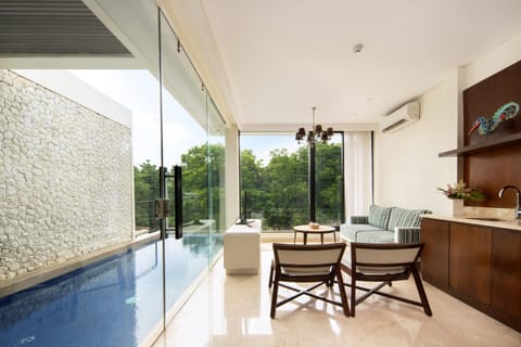 Living room, Pool view, Swimming pool