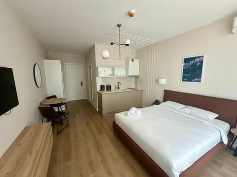 Bed, TV and multimedia, Kitchen or kitchenette, Photo of the whole room, stove