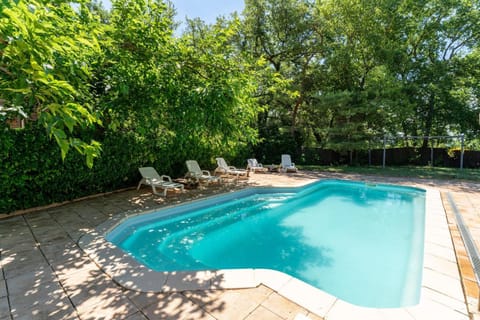 Property building, Living room, Swimming pool