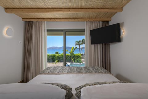 Bed, Natural landscape, TV and multimedia, Photo of the whole room, Bedroom, Sea view