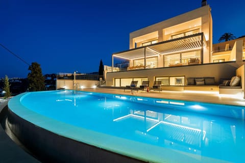 Property building, Night, Pool view, Swimming pool