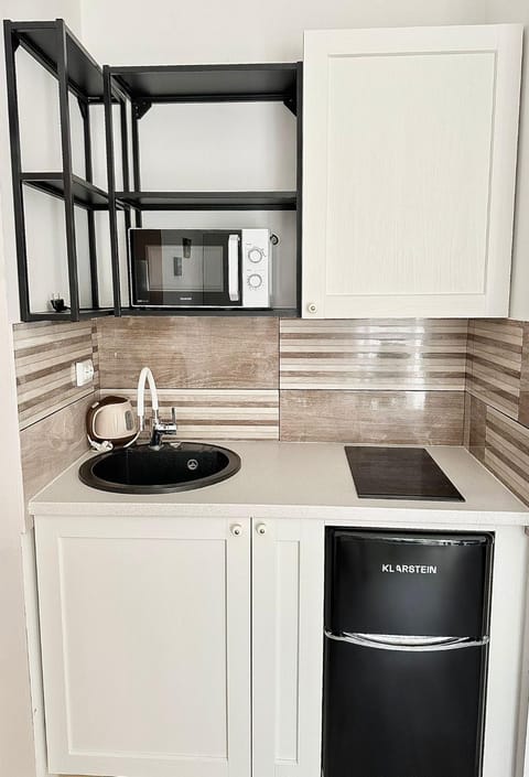 Kitchen or kitchenette, minibar, stove