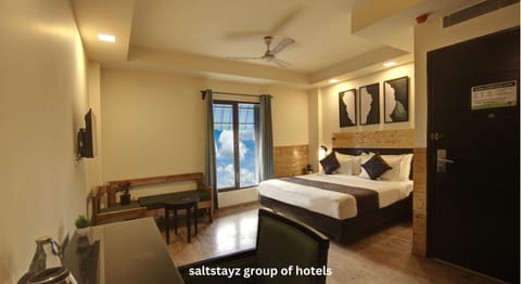Bed, Photo of the whole room, Bedroom, fireplace, air conditioner