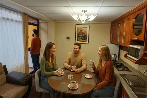 Living room, Dining area, Communal kitchen