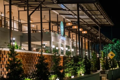 Property building, Night, Garden