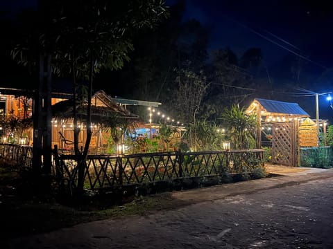 Property building, Night, Garden, Garden view