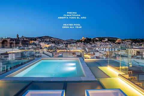 Night, City view, Mountain view, Pool view, Swimming pool