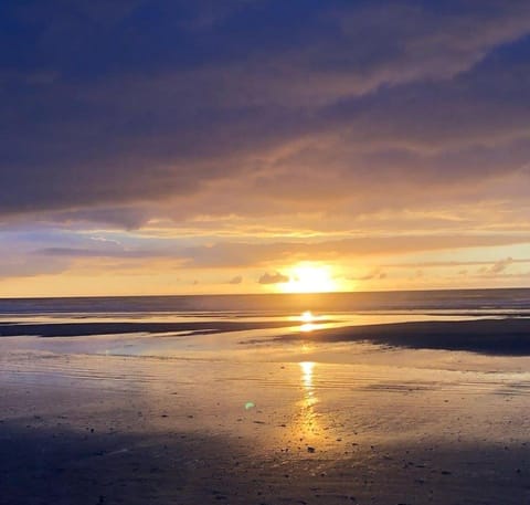 Beach, Sea view, Sunset