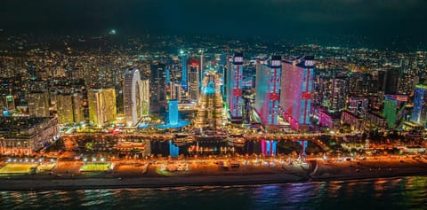Night, Natural landscape, Bird's eye view, City view, Sea view