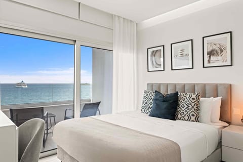 Bed, Natural landscape, Bedroom, Sea view