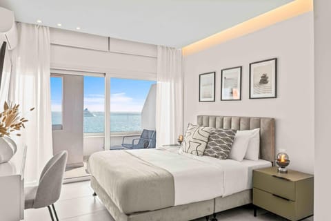 Bed, Natural landscape, Bedroom, Sea view