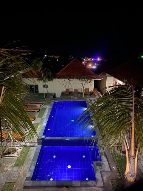 Property building, Night, Swimming pool, Dinner