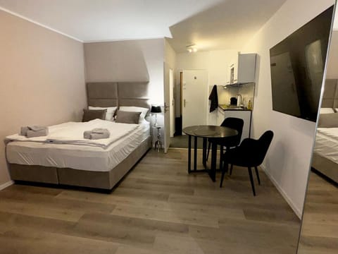 Bed, TV and multimedia, Kitchen or kitchenette, Photo of the whole room, Seating area, Bedroom