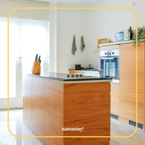 Kitchen or kitchenette, stove