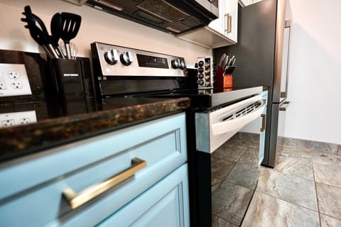 Kitchen or kitchenette, stove, kitchen