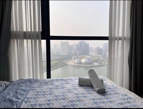 Bed, Natural landscape, Bedroom, Lake view, towels