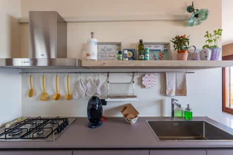 Kitchen or kitchenette, stove