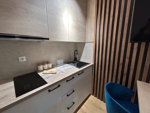 Kitchen or kitchenette, stove