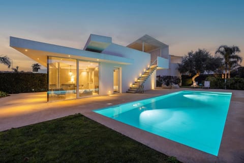 Property building, Night, Swimming pool