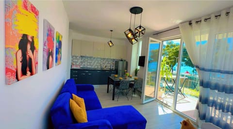 Kitchen or kitchenette, Living room, Dining area, Sea view