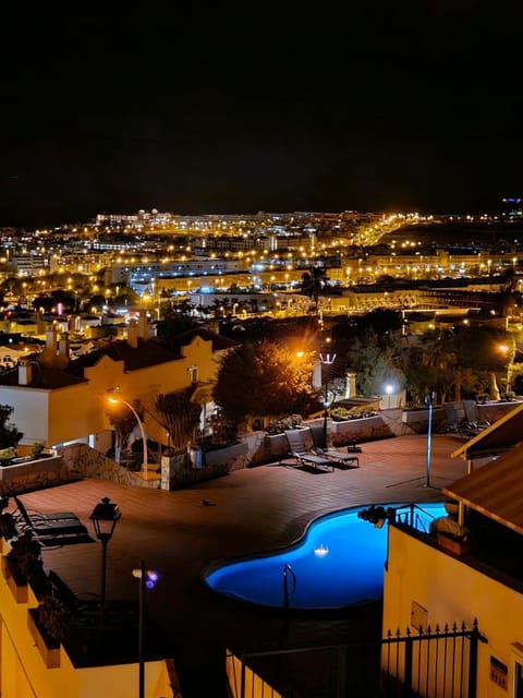 Night, City view, Pool view, Swimming pool