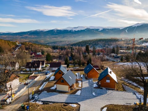 Property building, Day, Neighbourhood, Natural landscape, Bird's eye view, Winter, Mountain view, Location, Parking