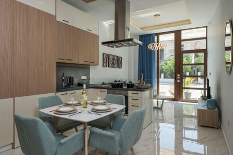 Kitchen or kitchenette, Living room, Dining area, stove