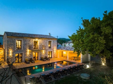 Property building, Night, Swimming pool