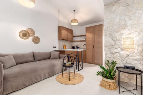 Kitchen or kitchenette, Living room, Seating area, Dining area, minibar, stove