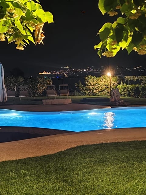 Night, Pool view, Swimming pool