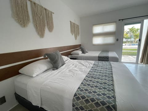 Bed, Bedroom, Pool view